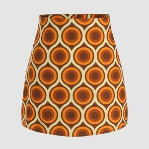 CIDER SKIRT Let's Groove Retro Patterned Mini Skirt